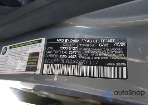 2010 Mercedes-Benz E 350 4Matic z USA, uszkodzony, nr VIN WDDHF8HB3AA056117